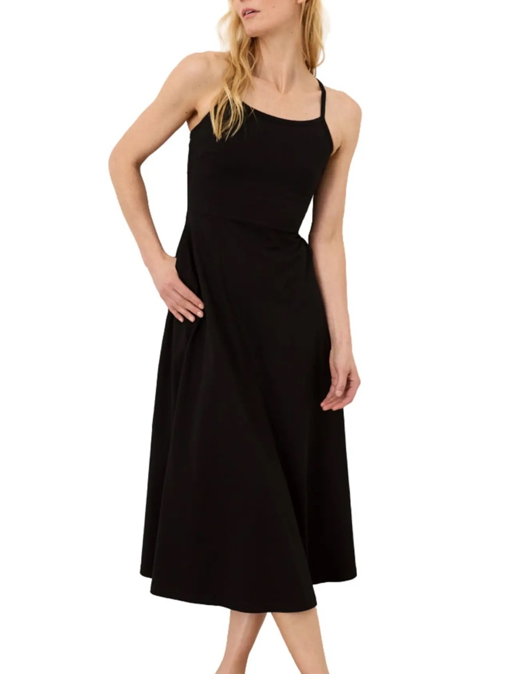 Pact Fit & Flare Midi Dress Made With Organic Cotton thin straps Large